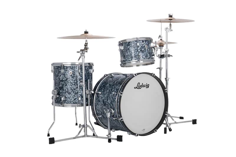 Ludwig NeuSonic Steel Blue Pearl Wrap Downbeat Drums 14x20_14x14_8x12 3pc Shell Pack | NEW Authorized Dealer image 1