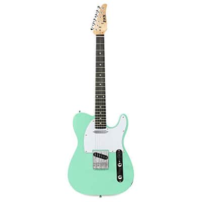 LyxPro 39" Telecaster Solid Electric Guitar, Full-Size Paulownia Body, Green image 1