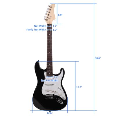 Ukscs ST Rosewood Fingerboard Electric Guitar (Black and White)+Bag+Strap image 10