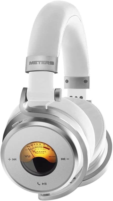 Meters OV-1-B-C Over-Ear Wireless Headphones with Active Noise Cancellation - Studio-Quality Sound with 16-Hour Playback & VU Display - Bluetooth 5.0, App-Controlled, 40mm Drivers (White) image 1