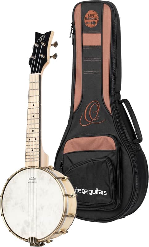 Ortega OUBJE90-MA-L Banjolele Series Maple Body & Neck 4-String Concert Banjolele w/Gig Bag & Pickup For Left Hand Player image 1