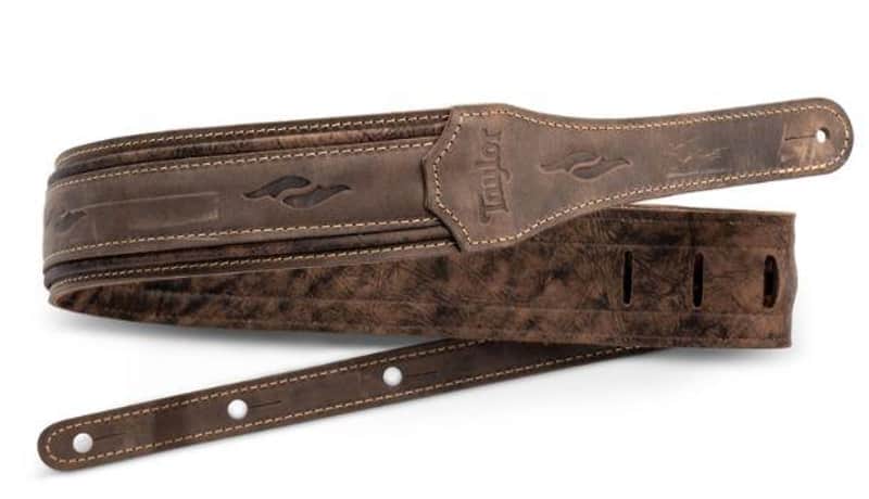 Taylor Element Distressed Leather Guitar Strap - Dark Brown image 1