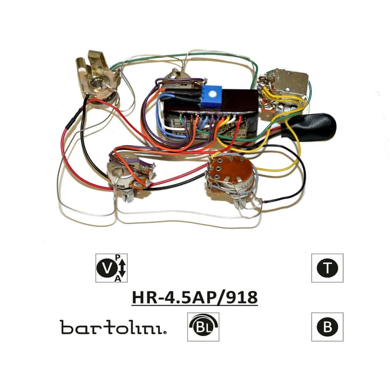 Bartolini HR-4.5AP/918 Prewired Active 4-Knob 2-Band Bass EQ Harness image 1