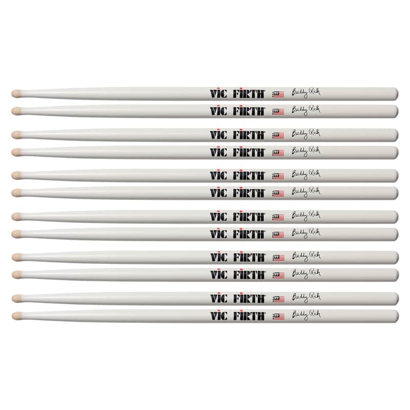 Vic Firth Buddy Rich Wood Tip Signature Drum Sticks (6 Pair Bundle) image 1
