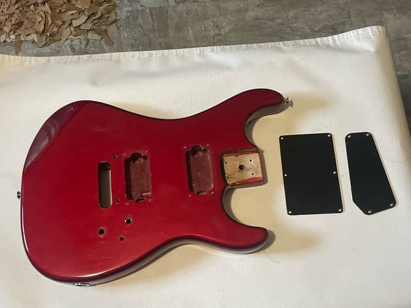 1985 Korean Kramer Striker 200st Candy Red Stratocaster Plywood Guitar Body Floyd Tremolo image 1