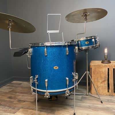 VINTAGE Slingerland Be-Bop Combo Turquoise Sparkle Cocktail Kit image 2