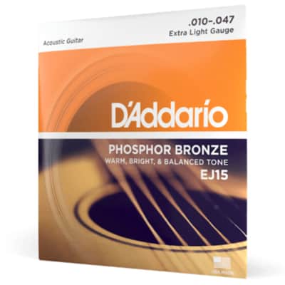 D'Addario Phosphor Bronze Acoustic Guitar Strings Set 10-47 Extra Light image 2