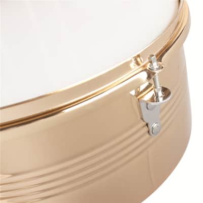 Glarry 13" & 14" Timbales Drum Set with Stand and Cowbell Golden image 9