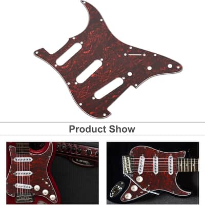 SSS 11 Holes Strat Electric Guitar Pickguard and BackPlate Set for Fender US/Mexico Made Standard Stratocaster Modern Style Guitar Parts (3Ply Red Tortoise) image 5