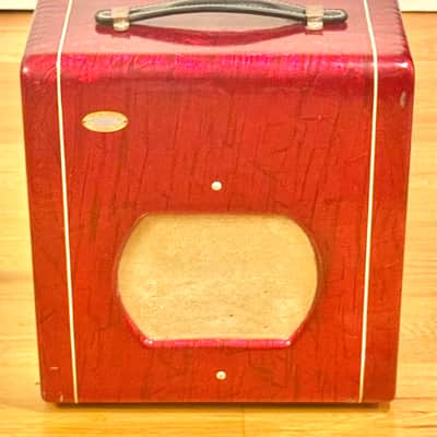 SUPER RARE OAHU 1x8 COMBO IN VERY RARE CUSTOM ORDERED STUNNING RED MOTS FINISH -SUPRO SPECTATOR/COMET/YELLOW SUNSHINE CIRCUIT BUT BETTER, w/12AX7 PRE(very rare version), not lower gain 6SL7 pentode-LOOK!! image 11