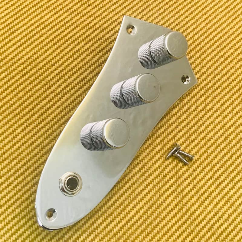 B17-CR Jazz Bass Loaded Pre-wired Chrome Control Plate Assembly image 1