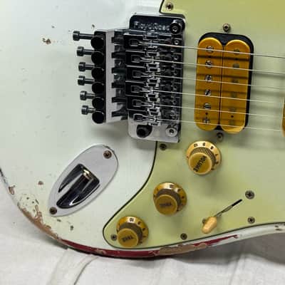 Fender USA Custom Shop Limited Edition White Lightning Stratocaster FR HSS 22 Guitar with COA + Case 2023 - Olympic White top / Candy Apple Red bottom / Rosewood fingerboard image 6