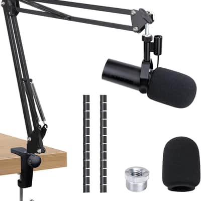 Boom Arm Mic Stand - Mic Boom Arm with Foam Mic Cover Adjustable Microphone Arm with Cable Sleeve image 1
