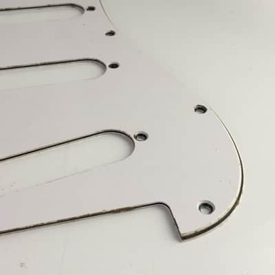 Lefty Vintage Style Beveled Edge Strat Pickguard Aged Custom Strat Style 3 Ply Relic White Left Micro Pots #3 image 11