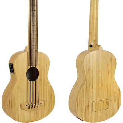AKLOT Acoustic-Electric Bass Ukulele bamboo with soft case, humidifier, strap and tuning key image 3