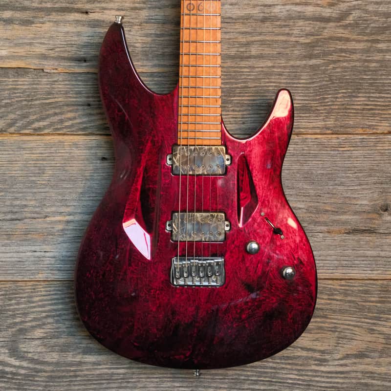 Used Aristides 060 Custom Build Guitar - Ruby Red Marble Burst Gloss w/Case image 1