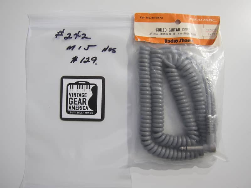 Radio Shack Curly or Coil Cord Guitar Cable MIJ NOS Authentic Vintage Accessory Case Candy Circa-1960s-1970s-Grey image 1