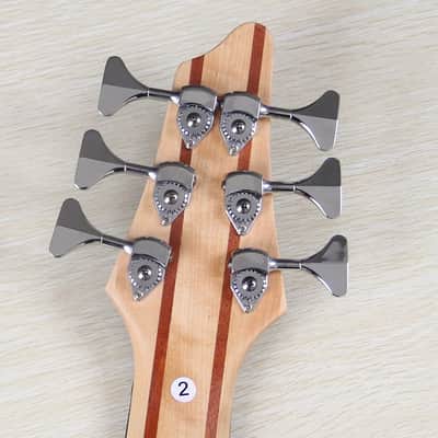Black Fretless 6 String Electric Bass, Wenge Wood Body with Maple Neck Through image 3