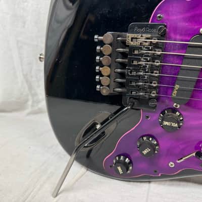 Squier by Fender MIJ Made In Japan Stratocaster Guitar with Floyd Rose + EMGs Upgrades + Case 1985 - 1986 - Black / Maple neck image 5