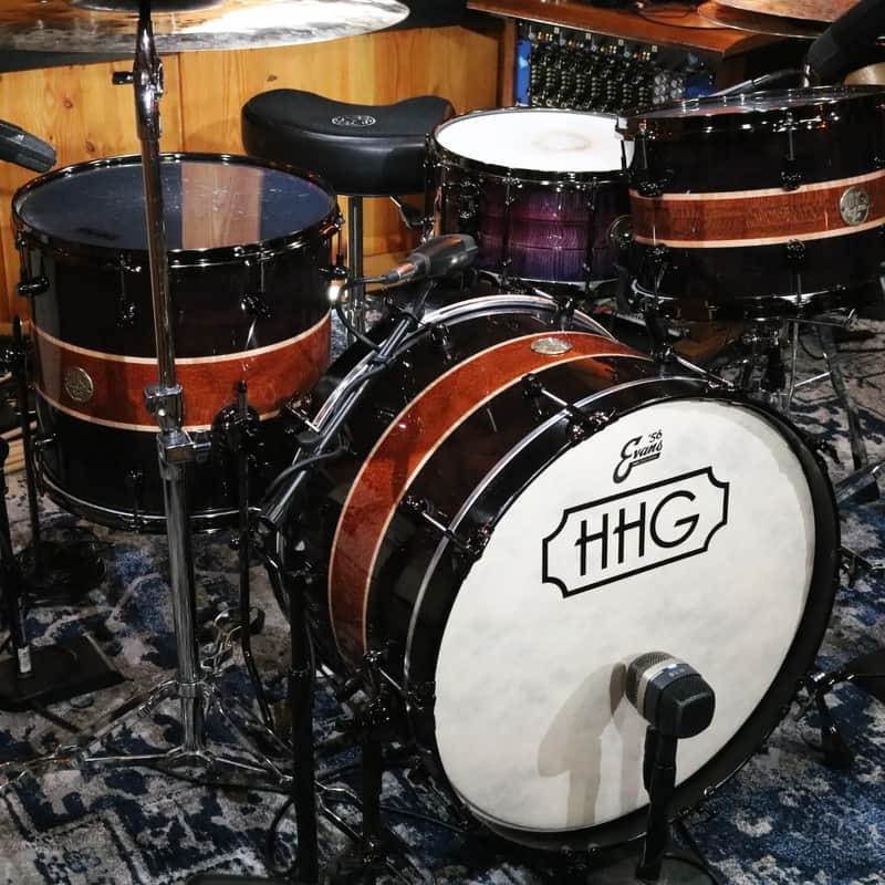 HHG Drums Wenge, Leopardwood, Curly Maple Segmented Kit  2022 Natural High Gloss Lacquer image 1