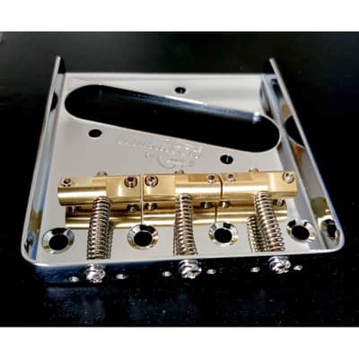 Wilkinson Chrome tailpiece for telecaster, 3 staggered brass saddles, 10.8mm spa image 7