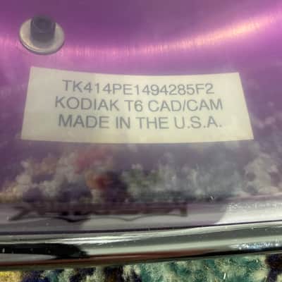 Russ McKinnon's, Tower of Power, Trick 14x4" Aluminum Snare Drum, Upgraded Throw-Off - Purple, 1989. Signed! image 21