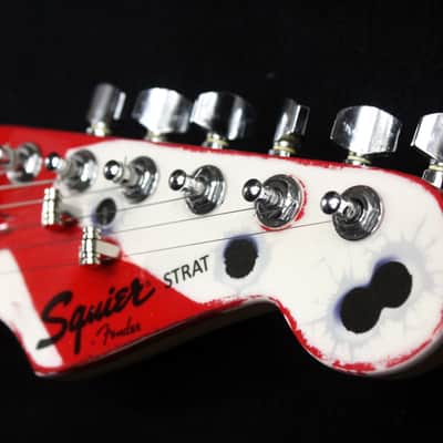 Custom Painted and Upgraded (Aged and Worn) Fender Squier CXS Strat With Matching Headstock and Pickguard image 11