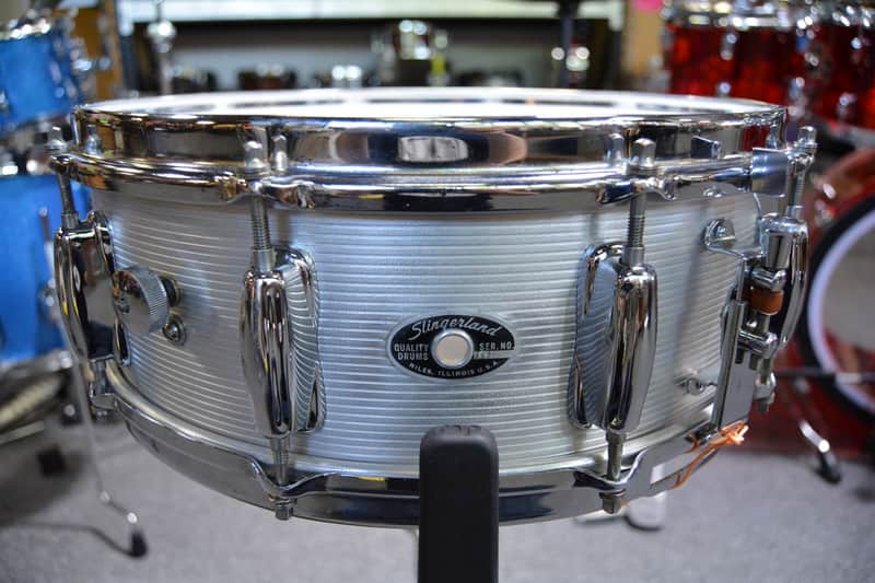 Slingerland No. 140 Student Model 5x14" 10-Lug Ribbed Aluminum Snare Drum 1960s - 1970s image 3