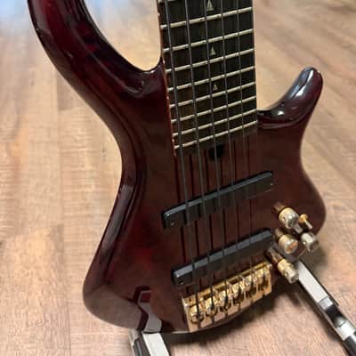 Warrior Custom Build DM 6 String Bass 2000s - Quilted Red image 6
