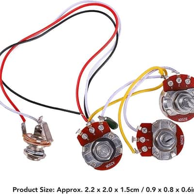 Bass Wiring Harness, 1 Volume 2 Tone 250K Pots Switch Wiring Harness Prewired Kits For Bass/Electric Guitar Parts image 2