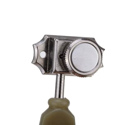 Vintage Style 3L3R Guitar Locking Tuners String Tuning Pegs Keys Machine Heads Set for Les Paul Style Electric or Acoustic Guitar, Nickel with Green Keystone Button image 7