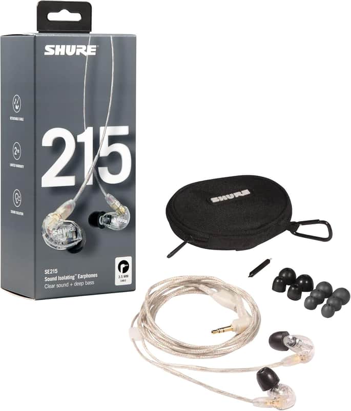 Shure SE215 PRO Wired Earbuds, Professional Sound Isolating Earphones with Clear Sound, Deep Bass, Secure in-Ear Fit, Carrying Case, Clear image 1