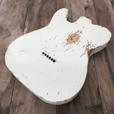 FRANCHIN Mars guitar body Relic Aged Olympic White 100% Nitro Lacquer Cracks SS Basswood Telecaster-Tele-T-Style Made in Italy - Stock piece #22320826 image 13