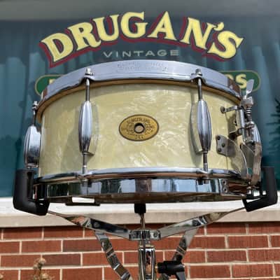 1950s Slingerland Radio King Drum Set White Marine Pearl 20/13/16 w/ 5.5x14 Snare image 3