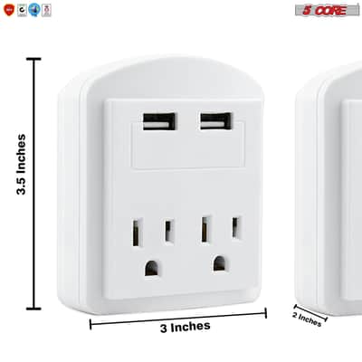 5 Core Charger Block In Wall USB Charger Fast Charging Block 2 USB 2 Outlet 2U2O-4 image 6