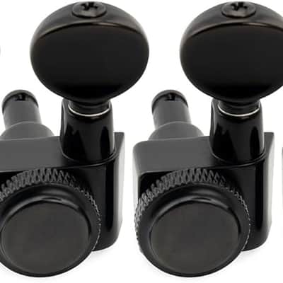 Left-Handed 6-in-line 18:1 Ratio 2-Pin Full Sealed Locking Machine Heads Tuners Tuning Pegs Keys with Button for Electric Guitar, Black image 1