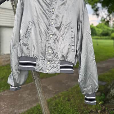 Vintage Shure Brothers Microphone Silver Bomber Jacket size XL 1970s 1980s Very Rare - FREE SHIPPING! image 3
