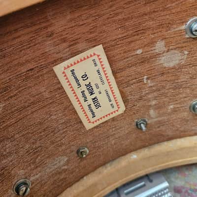Slingerland 14x7" 3-ply Snare Drum in Yellow Marble Lacquer 1950s image 14