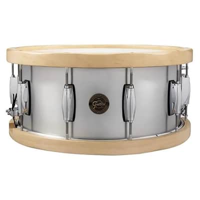 Gretsch S1-6514A-WH Full Range Series Aluminum 6.5x14" Snare Drum with Wood Hoops