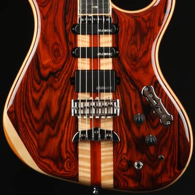 Alembic Spectrum - Cocobolo Top with Mahogany Body - Blue and Red Side LEDs - Guitar with Hard Shell Case image 2