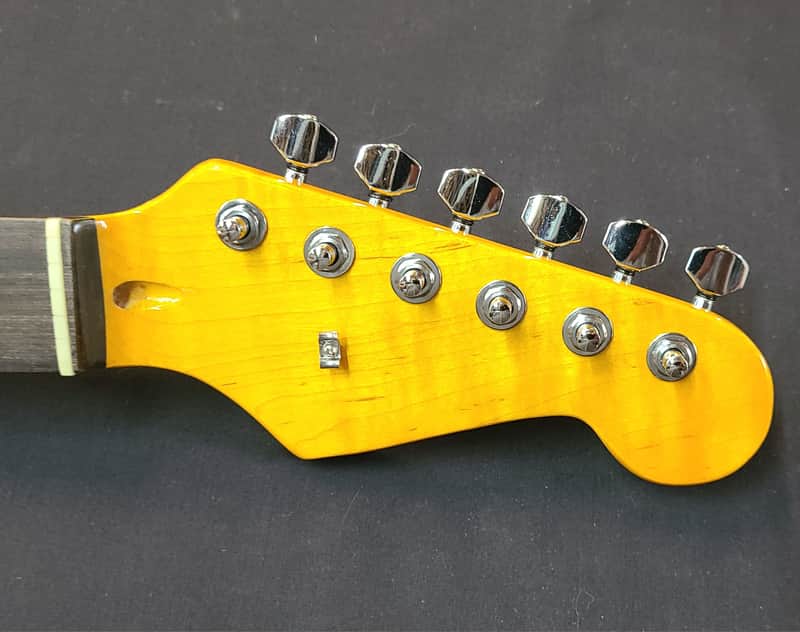 Unbranded S Style Neck Tuners Flame Maple Rosewood Abalone Vintage Amber Gloss Poly image 1