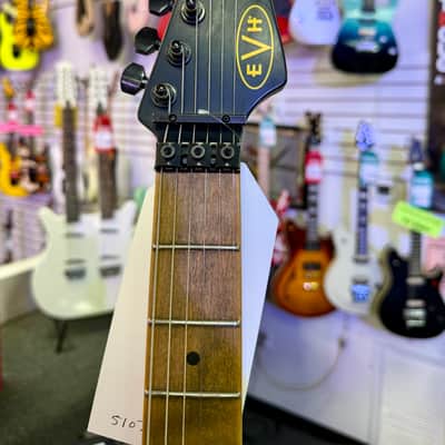 EVH Limited Edition Striped Series Frankenstein Frankie, Maple Fingerboard, Black with Yellow Stripes, Aged image 14