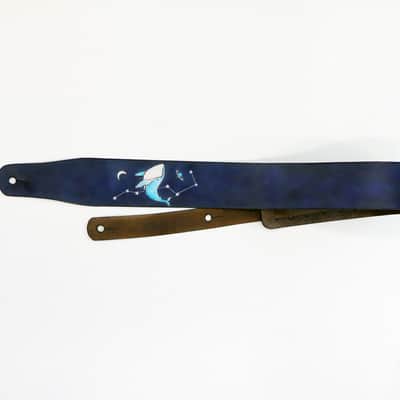 burnyblack custom made guitar strap - whale dark navy image 9