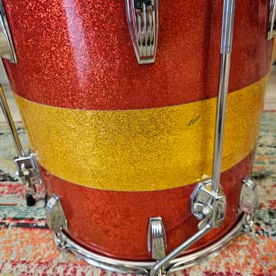 Ludwig Tri-Band Red & Gold Sparkle 3-ply Kit 22-16-12" Blue/Olive Badge image 11