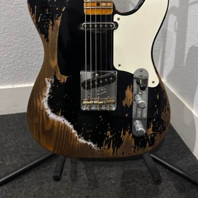 Custom Shop Limited Edition (Telecaster) Double Esquire Super Heavy RelicAged Black w/ Tomatillo HW Pickups image 4