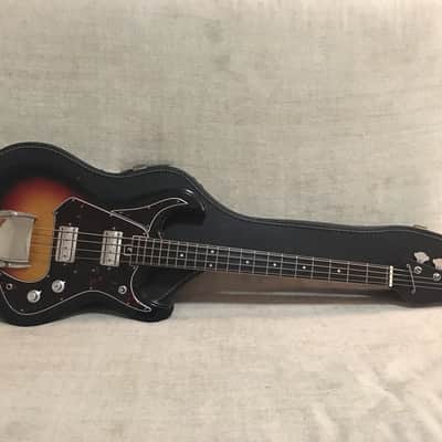 National EG467-2B / Silvertone 1490 Electric Bass 1960's Sunburst Japan + Case Super Clean! image 2
