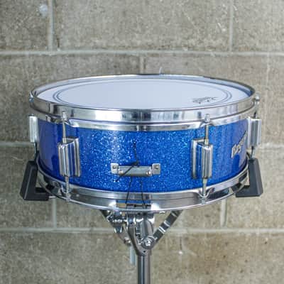 Rogers 5" x 14" 1960's Luxor Blue Sparkle Snare Drum image 5