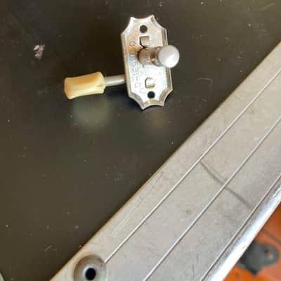 Kluson Gibson Vintage Bass Side Double Line White Button Tuner for 3+3 D-169400 1960s - Nickel image 5