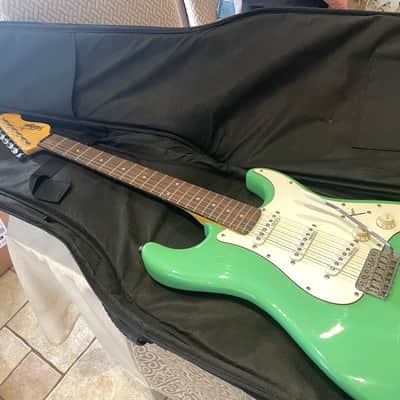 Vintage V6 Stratocaster Electric Guitar Green Wilkinson Pickups + Gig Bag image 3