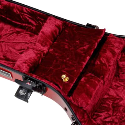 Crossrock Fiberglass Mandolin Hard Case Fits Both F & A Body Mandolin with Backpack Strap, Red image 6